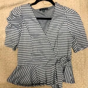 Black and White Wrap Top